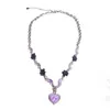 Chaînes Coeurs Violets Collier Pour Femmes Fleur Strass Pendentif Colliers Femme Tendance Cou Argent Couleur Mode Coréenne Couples Cadeau