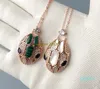 Designer Collection New Style Pendant Necklaces Women Lady Diamond Mother of Pearl Malachite Plated Gold Blue Eyes Snake