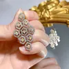 100% echt 925 Sterling Silver Dangle Earring Topaz Diamond sieraden Betrokkenheid Bruiloft Druppels voor vrouwencadeau