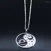 ペンダントネックレスYingyang Sun and Moon Stainless Steel Necklace Woman Silver Round Choker Jewelry Collares Mujer N4567S04