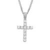 Cross Pendant Necklace for Men Iced Out Gold Silver Color Full Rhinestone Cuban Chains Classic Hip Hop Jewelry