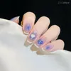 Valse nagels 24 -st Blue Love Smudge Nail Tips met lijmpers op verwijderbare korte paragraaf manicure accessoires