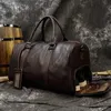 Duffelväskor Fashion äkta läder Duffel Bag Big Cow Leather Men Women Affärsrese Black Large Shoulder Bags Weekend Bagage Bags 231123