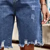 Damen Jeans Y2K Blue Retro Fashion Street Ripped Cropped Hosen Quasten Delessed Plus Size Mom Denim Shorts 230422