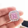 Trouwringen Klassiek 925 Sterling Zilver Radiant Cut 10CT VVS1 Roze Lab diamant Verlovingsring op maat Fijne sieraden Amerikaanse maat 59 231123