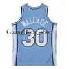 GH Mitch & Ness University of North Carolina #30 Rasheed Wallace Road Jersey Light Blue Throwback Size S-XXXL