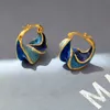 Stud Modern Jewelry Pretty Design High Quality Brass Metal Geometric Blue Earrings For Girl Women Gift 2023 Trend Accessories 231122