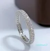 Eternity Micro Pave Moissanite Diamond Ring sterling zilveren trouwring ringen voor vrouwen mannen beloven sieraden