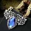 Choker Noble Women Jewelry 2023 Fashion Trending Diamante Big Crystal Blue Bib Statement Necklace Chokers