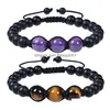 Bracelets de charme 12mm améthyste tissé bracelet réglable naturel oeil de tigre pierre noir givré pour hommes livraison directe bijoux bracelets Dhyow