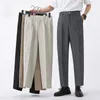 Pantaloni da uomo Primavera Estate Abito da uomo Slim Lavoro Elastico in vita Pantaloni formali morbidi Maschile Corea Nero Grigio Marchio di abbigliamento Taglie forti 40 42