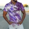 القمصان غير الرسمية للرجال 2023 قميص هاواي للرجال الصيف 3D جوز الهند المطبوع قميص شاطئ قصير الأكمام كبيرة الحجم