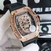 Swiss Luxury Rm052 Mens Milles Mechanical Watch Richa Movement Rubber Watchband Wrist Watches