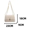 Evening Bag 's Elegant Beige Shoulder Bag Quality Pu Leather Rhombus Lattice Ladies Flap Metal Chain Female Crossbody 231123