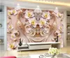 壁紙エンボス加工された孔雀の花の壁紙リビングルームアートのための豪華な壁壁画HDキャンバスプリントテクスチャー