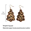 S3865 Fashion Jewelry Christmas Tree Shape Wooden Dangle Earrings For Women Bohemina Horsehair Inlaid Leather Earrings