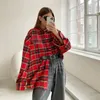 Kvinnors blusar Autumn Collection Versatile 18 Bright Gingham Overized Shirts For Women Stylish Casual Trendy Retro Plaid Blus Lous