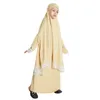 Etniska kläder 2st Ramadan Abaya Kids Girls Muslim overhead Hijab Maxi kjol Set Bönplagg traditionell jilbab burka klänning kalkon