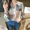 Women's Blouses Vintage Long-sleeve Print Shirt Women Tops 2023 Spring Summer Single-breasted Undershirts Lady Loose Base Shirts