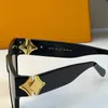 Мужские и женские дизайнерские классические квадратные солнцезащитные очки из ацетата в мраморной оправе с металлическим большим цветочным декором на дужках, многоцветные градиентные очки Z3515E