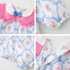 Flickaklänningar 2023 Spring Sister Matching Wear Clothes For Kids Baby Girls Floral Printed A-Line Dress and Rumpers med Bowknot Outfits