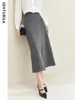 Faldas Sentubila Midi Split falda gris para mujer 2023 otoño elegante sólido con hendidura Oficina señoras ropa de trabajo de negocios 133Q51099