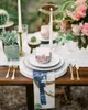 테이블 냅킨 4pcs 빈티지 꽃 블루 제이 버드 스퀘어 50cm 파티 웨딩 장식 천 주방 저녁 식사 냅킨
