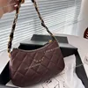 23K Women Designer Torba Hobo Torba Gold Metal Sprzęt skórzany pasek z łańcuchem zamek błyskawiczny 23x13 cm swobodna torebka na ramię luksusowa torebka makijażu Sacoche