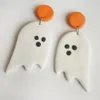 Dangle Earrings Halloween Originality Clay Pumpkin Bat Moon Ghost Fashion Jewelry Casual Brown Drop Gift Polymer