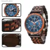 Wristwatches Men's Wooden Wrist Watches for Men Chronograph Fashion Wristwatches Business Blue Wood Mens Watches Clock reloj madera hombreQ231123