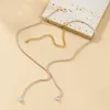 Chains Korean Trend Metal Rhinestone Long Pendant Necklace Bridal Wedding Banquet Jewelry Women's Elegant Fashion Accessories Gift