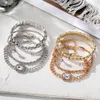 Charm Bracelets IPARAM 4 Piece Set Luxurious for Women Crystal Shiny Adjustable Opening Chain Punk Bangle Fashion Jewelry 231122