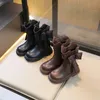 Ботинки, милые детские модные ботинки с большим бантом для девочек, зимние детские нескользящие ботильоны принцессы, простые корейские ботильоны из искусственной кожи 231123