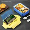 Ensembles de vaisselle Bento Lunch Box pour enfants adultes conteneur de stockage avec fourchette cuillère couteau sans BPA micro-ondes lave-vaisselle congélateur Saf