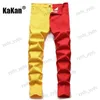Męskie dżinsy Kakan Slim Fit Small Foot Spoint Di-color dżinsy europejskie i amerykańskie nowe proste jeansy K021-1266 T231123