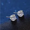 Stud Earrings Real Moissanite 14K White Gold Plated Sterling Silver 4 Prong Diamond Earring For Women Men Ear 1ct 2ct 4ct G230602