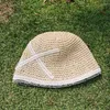 Chapeaux à large bord mode coréenne incrusté de diamants bordé de dentelle chapeau de paille femmes été conception de niche seau plage parasol pliable casquette de soleil