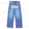 Herren Jeans Y2K America Fashion Baggy Blue Jeans Casual Brief Stickerei Gerade Weite Bein Hosen Denim Hosen Männer Low Rise Jeans Kleidung T231123