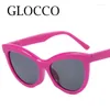 Sunglasses Rose Red Cat Eye Women Vintage Designer Simple Fashion Beach Travel Sun Glasses Big Frame Cool Sexy Female UV400