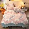 Bedding sets JUSTCHIC Kids Duvet Cover Unicorn Rainbow Cartoon Girls Bedding Winter Warm Thicken Snowflake Velvet Comforter Set Room Decor 231122