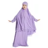 Etniska kläder 2st Ramadan Abaya Kids Girls Muslim overhead Hijab Maxi kjol Set Bönplagg traditionell jilbab burka klänning kalkon