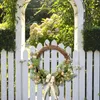 Couronne de fleurs décoratives pour gril de voiture, fleurs artificielles, fête des mères, porte d'entrée en rotin avec décorations de chambre à coucher