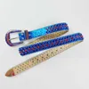 Ceinture de taille pour femmes, nouvelle collection de styliste incrustée de diamants bleu brillant pour bal de promo