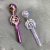 Goedkoopste engel donut pyrex glazen olie -brander pijpen nano plating rookpijpen dab rigs lepel pijpen kleurrijke glazen pijp roken accessoires stukken stukken