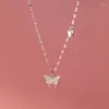 Kedjor 925 Sterling Silver Diamond Butterfly Necklace Women's Summer Fashion Jewelry Shiny Zircon Pendant Wedding