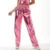 Damenhose, Caprihose, glänzende Hip-Hop-Hose, Laser-Metallic, Wetlook, weites Bein, Retro, Disco, Hippie, Club, dünne Schlaghose, Streetwear, Erwachsene 231123