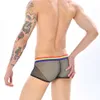 Pantaloncini boxer da uomo in rete sexy taglie forti scava fuori mutandine a rete vedere attraverso la biancheria intima tentazione erotica mutande maschili gay