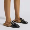 Pantofole Pelo di coniglio mezza pantofola donna 2024 piatto pigro scarpe singole casual slip-on scarpe a fagiolo quadrato Bao testa pantofola donna 231123
