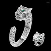 Necklace Earrings Set Zlxgirl Classic Full Zirconia Hollow Design Leopard Head Bracelet And Ring Fashion Women Men Bangle Sets