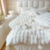 Sängkläder sätter avancerade toskan faux päls varm höst vinter sängkläder set vit tjockd värme dubbel täcke täcke set mysig täcke täcker 231122